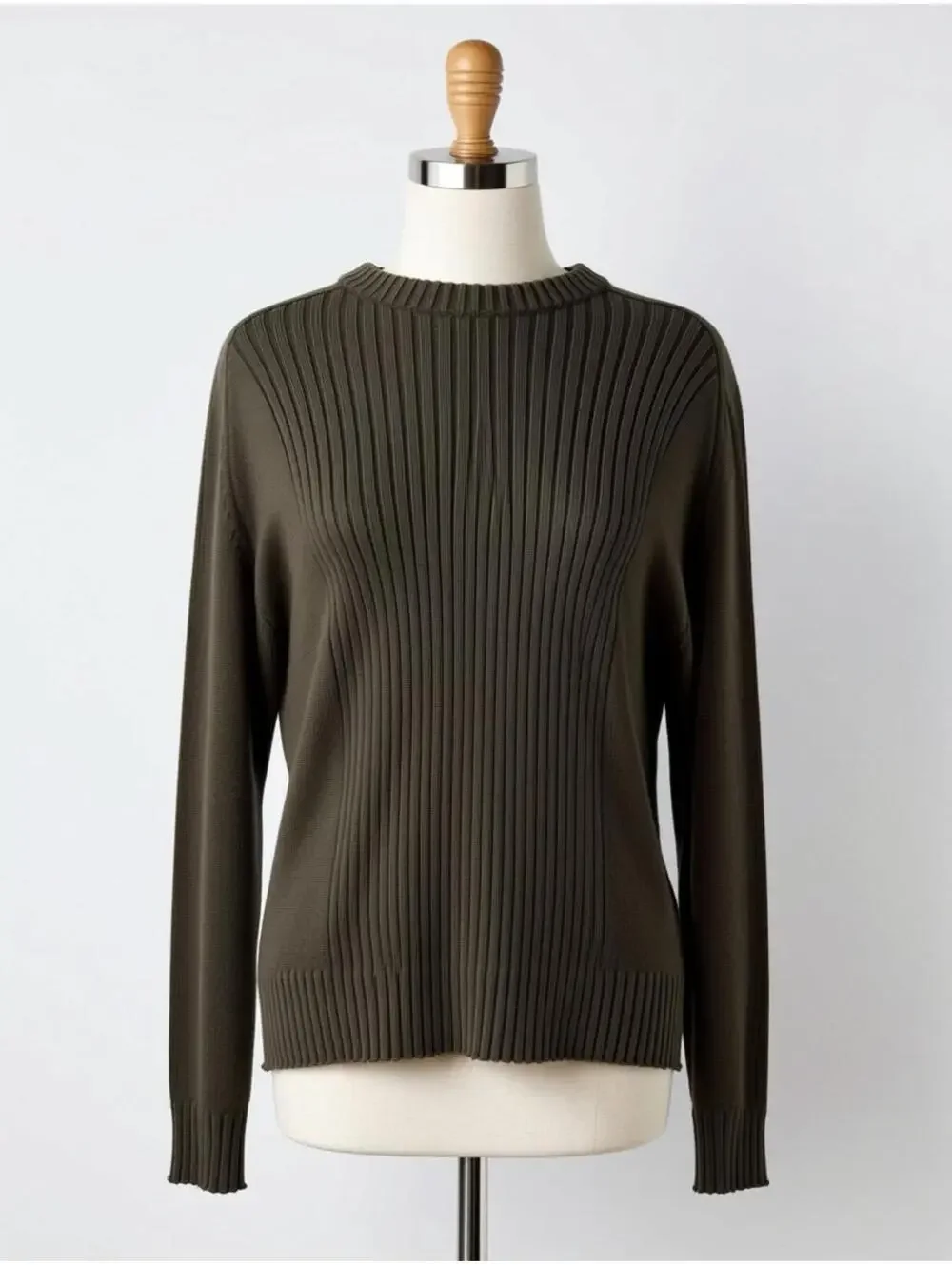 Rugged Trails Olive Green Ribbed Knit Sweater XL
